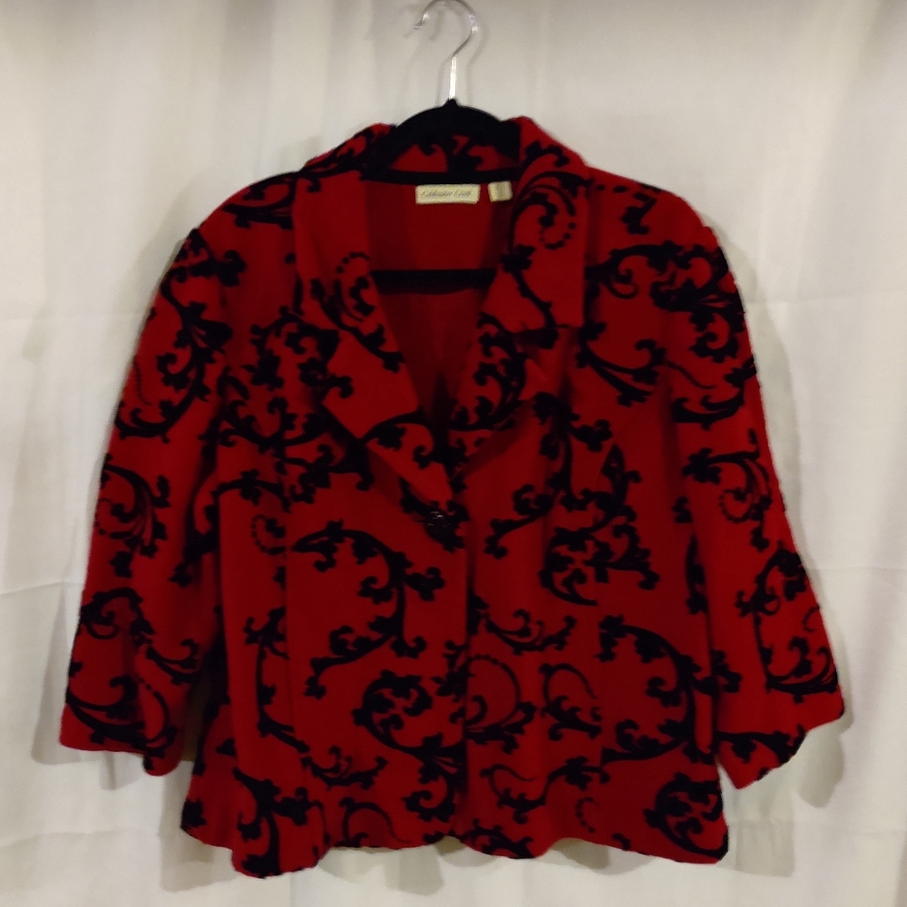 Coldwater Creek Women's  XL Red & Black  100% Wool Jacket/Light Coat